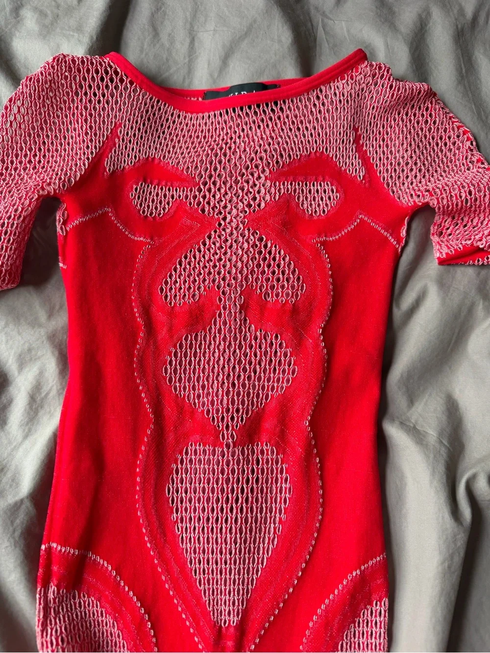 Akira Sexy As Hell Mesh Midi Dress Red Bodycon Cyber Siren Y2K Rave Clubwear S/M